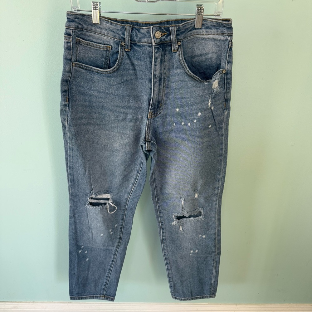 No Boundaries Light Blue Denim Straight Distressed Jeans Size 11 - Picture 1 of 8